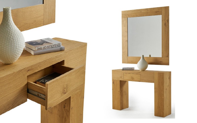 Recibidor Mesa Consola con Cajon Grande y con Espejo, Conjunto Mueble