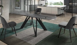 Mesa comedor Extensible con Tapa de Cristal o cerámica y patas Metálicas Ref Q14000