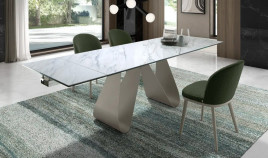 Mesa comedor Extensible con Tapa cerámica o cristal y patas Metálicas Ref Q29000